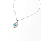 Hamsa Hand Brass Pendant Necklaces with Synthetic Turquoise, Platinum, 17.72 inch(45cm)