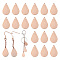 Brass Pendants, Teardrop, Brushed Red Copper, 22x14x0.8mm, Hole: 1mm, 36pcs/box