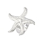 Non-Tarnish 304 Stainless Steel Adjustable Rings for Women, Starfish, Stainless Steel Color, US Size 7 1/4(17.5mm)