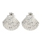 Rack Plating Brass Micro Pave Cubic Zirconia Stud Earring, Cadmium Free & Lead Free, Long-Lasting Plated, Shell, Clear Shape, Platinum, 20x21mm