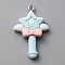Opaque Resin Pendants, Star Magic Stick Charms, with Platinum Tone Iron Loops, Light Sky Blue, 32.5x20.5x6.5mm, Hole: 1.8mm