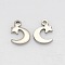 Tarnish Resistant 304 Stainless Steel Moon and Star Charms, Stainless Steel Color, 11x7x1mm, Hole: 1mm
