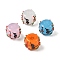 Handmade Lampwork Bumpy Beads, Column with Bird & Flower, Mixed Color, 16~17.5x14mm, Hole: 3mm