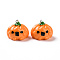 Halloween Opaque Resin Pendants, Pumpkin Jack-O'-Lantern Charms, with Platinum Tone Iron Loops, Dark Orange, 21.5x27x27mm, Hole: 2mm