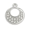 Alloy Micro Pave Rhinestone Pendants, Flat Round, Platinum, 18x15x2mm, Hole: 1.6mm