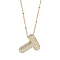 1Pc Brass Micro Pave Cubic Zirconia Letter Pendant Necklaces, Lead Free & Nickel Free & Cadmium Free, Golden, Letter T, 17.91 inch(45.5cm)~18.11 inch(46cm), Letter: 21.5~24x14~26mm