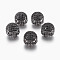 Brass Micro Pave Cubic Zirconia Beads, Cadmium Free & Lead Free, Skull, Gunmetal, 13.6x11.1mm