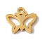 PVD Vacuum Plating 304 Stainless Steel Charms, Laser Cut, Butterfly Charms, Golden, 8x9x1mm, Hole: 1.2mm