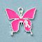 Breast Cancer Pink Awareness Ribbon Theme Alloy Enamel Pendants, Silver, Butterfly, 19x19.5x1.6mm, Hole: 1.5mm