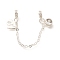 Brass Clear Cubic Zirconia European Safety Chains wtih Heart Charms, Cadmium Free & Nickel Free & Lead Free, for European Bracelet Making, 925 Sterling Silver Plated, 75mm, Hole: 3mm
