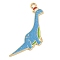 Christmas Alloy Enamel Pendants, Long-Lasting Plated, with Glitter Powder, Cadmium Free & Nickel Free & Lead Free, Golden, Dinosaur, 27x32x1.3mm, Hole: 1.8mm