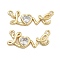 Brass With Cubic Zirconia Pendants, Cadmium Free & Lead Free, Heart, with Word Love Charms, Real 18K Gold Plated, 7x21.5x2.5mm, Hole: 1mm