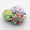 Platinum Plated Oval Alloy Enamel Magnetic Clasps with Loops, with Grade A Rhinestone, Mixed Color, 23x14mm, Hole: 2mm