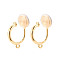 Brass Micro Pave Cubic Zirconia Clip-on Earring Findings, Arch, Long-Lasting Plated, Nickel Free, Real 18K Gold Plated, 20~21x12~13x8.5mm, Hole: 1.2mm