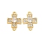 Brass Micro Pave Cubic Zirconia Connector Charms, Cadmium Free & Nickel Free & Lead Free, Cross, Real 18K Gold Plated, 13.5x9.5x3mm, Hole: 1.2mm