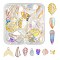 50Pcs 10 Style Transparent Spray Painted Glass Pendants, AB Color Plated, Mixed Shapes, Mixed Color, 9.5~26x9~19.5x2~4.5mm, Hole: 0.8~1.5mm, 5pcs/style