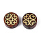 Natural Sandalwood Mala and Brass Finding Beads, Undyed, Flat Round, 14~14.5x5.9~7.1mm, Hole: 1.8mm