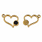 304 Stainless Steel Pendants, with Dyed Black Shell, Heart, Golden, 15x17x2mm, Hole: 1.6mm
