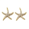 Brass Micro Pave Cubic Zirconia Pendants, Cadmium Free & Lead Free, Starfish Charms, with Jump Ring, Real 16K Gold Plated, 27x26x4mm, Hole: 3mm