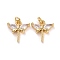 Brass Micro Pave Cubic Zirconia Pendants, Real 18K Gold Plated, Lead Free & Cadmium Free, Dragonfly, Clear, 12x11.5x3mm, Hole: 2.5mm