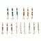 Natural Mixed Stone Faceted Round Beaded Pendants, Stainless Steel Moon Star Lightning Bolt Charms, Golden, 42~45mm, Hole: 2mm, 1pc/style