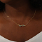 Elegant Brass Pave Cubic Zirconia Arabic Love Pendant Necklaces for Mother's Day Gift, Golden, Sky Blue, 15.75 inch(40cm)