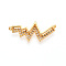 Brass Micro Pave Cubic Zirconia Pendants, Electrocardiogram, Nickel Free, Long-Lasting Plated, Real 18K Gold Plated, 10x22~23x3mm, Hole: 0.8mm