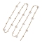Flower Glass Beaded Link Chain, with 304 Stainless Steel Satellite Chain, Soldered, Golden, 11mm, about 3.18~3.20 Feet(0.97~0.975m)/pc