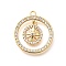 Brass Micro Pave Cubic Zirconia Pendants, Cadmium Free & Nickel Free & Lead Free, Real 18K Gold Plated, Ring Charms, Star, 21x18x3mm, Hole: 1.5mm