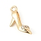 Brass Micro Pave Clear Cubic Zirconia Pendants, Cadmium Free & Nickel Free & Lead Free, Shoes Charms, Real 18K Gold Plated, 9x13x5mm, Hole: 1.4mm
