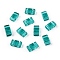 2-Hole Glass Seed Beads, Transparent Colours, Rectangle, Teal, 4.5~5.5x2x2~2.5mm, Hole: 0.5~0.8mm