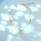 Stainless Steel Rhinestone Bear Pendant Necklaces, with Shell, Cable Chain Necklace for Women, Real 18K Gold Plated, 17-3/4 inch(45cm)