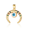3Pcs Brass Micro Pave Cubic Zirconia Pendants, Cadmium Free & Nickel Free & Lead Free, Double Horn with Evil Eye Charms, Real 18K Gold Plated, 19x18x2.6mm