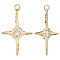5Pcs Brass Micro Pave Clear Cubic Zirconia Pendants, Long-Lasting Plated, Cross Charm, with Jump Ring, Real 18K Gold Plated, 39.5x25x3.5mm, Hole: 3.5mm