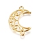 Zinc Alloy Links connectors, Open Back Bezel, For DIY UV Resin, Epoxy Resin, Pressed Flower Jewelry, Moon with Star, Golden, 34x21x1.5mm, Hole: 2.2mm