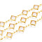 Brass Rhombus Link Chains, with Glass, Soldered, with Spool, Long-Lasting Plated, Golden, Clear, 15x9x2.5~3mm, about 32.81 Feet(10m)/Roll