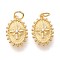 Brass Micro Pave Clear Cubic Zirconia Pendants, with Jump Rings, Long-Lasting Plated, Oval, Golden, 18x11x2.5mm, Hole: 3.5mm