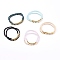 Rondelle Opaque Glass Beaded Stackable Stretch Bracelets Set, with Brass Beads, Faceted, Golden, Mixed Color, Inner Diameter: 2-1/4 inch(5.7cm), 2pcs/set