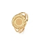 304 Stainless Steel Cuff Ring Components, Pad Ring Setting, Ion Plating(IP), Real 18K Gold Plated, Tray: 8.5mm, Inner Diameter: Adjustable