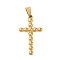 Ion Plating(IP) 304 Stainless Steel Pendants, Corss Charm, Golden, 34x18x3mm, Hole: 6x3.5mm