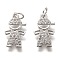 Brass Micro Pave Clear Cubic Zirconia Pendants, Long-Lasting Plated, with Jump Ring, Boy, Platinum, 16x9.5x2mm, Jump Ring: 5x1mm, 3mm Inner Diameter