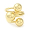 Rack Plating Brass Triple Round Ball Open Cuff Rings, Cadmium Free & Lead Free, Real 18K Gold Plated, US Size 9 3/4(19.5mm)