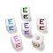 Opaque Acrylic Beads, Enamel Style, Cube with Letter, Letter E, 10x9.5x9mm, Hole: 3.8mm, about 560pcs/500g