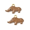 304 Stainless Steel Enamel Pendants, Rhinoceros, Ion Plating(IP), Golden, 15x23.5x4mm, Hole: 2mm