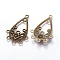 Alloy Chandelier Component Links, Cadmium Free & Nickel Free & Lead Free, Teardrop with Flower, Antique Bronze, 39x26.5x2.5mm, Hole: 2mm