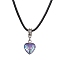 Heart with Fish Scale Shape 304 Stainless Steel with Resin Pendant Necklaces, with Imitation Leather Cords, Lilac, 17.52 inch(44.5cm)