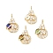 Brass Clear Cubic Zirconia Glass Pendants, Long-Lasting Plated, Lead Free & Cadmium Free, Moon, Real 18K Gold Plated, Mixed Color, 23x15x6mm, Hole: 2x3.5mm