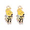Alloy Enamel Pendants, Bees Charm, Light Gold, Gold, 20x9x1mm, Hole: 1.8mm