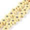 Handmade Flower Printed Polymer Clay Beads Strands, Flower, Yellow, 9.6x4mm, Hole: 1.4mm, about 38pcs/Strand, 12.99''(33cm)
