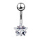 Clear Cubic Zirconia Belly Button Rings, Stainless Steel Piercing Navel Rings, Curved Barbell Body Jewelry for Women, Stainless Steel Color, Star, 8~13mm, Bar: 10x1.5mm